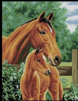 

N0x9 mom and baby horse ,Counted Cross Stitch 14CT Cross Stitch Sets Wholesale cartoon Cross-stitch Kits Embroidery Needlework