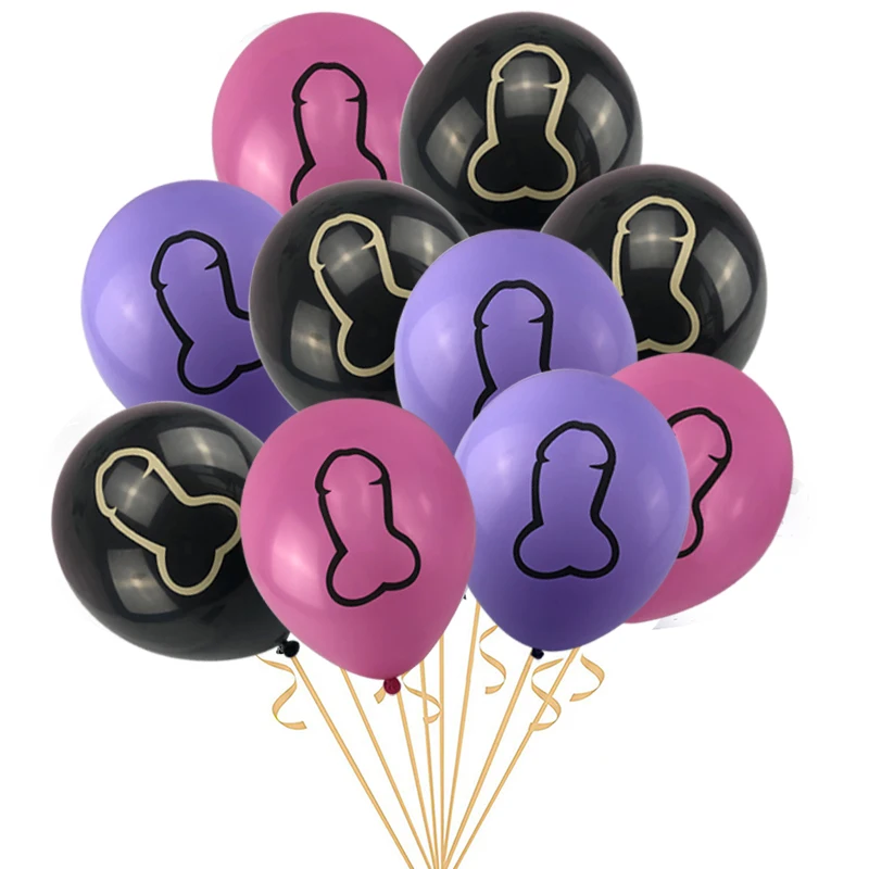 

10pcs Same Penis Forever Balloons Black Offensive Balls Pink Penis Shape Rude Abusive Balloon Hen Bachelorette Party Decorations