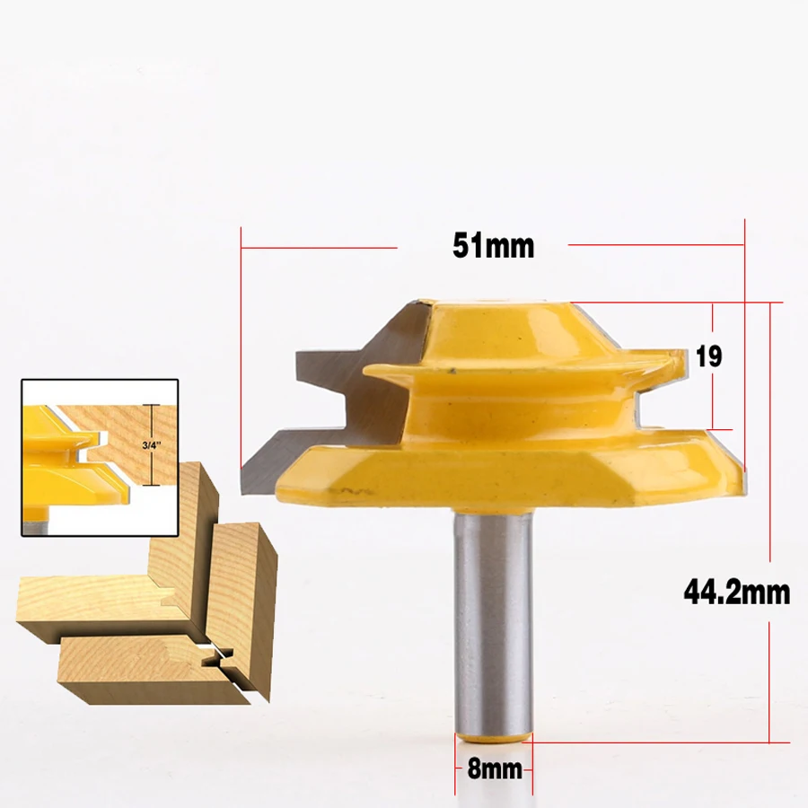 8 мм хвостовик замок Торцовочная фреза анти-Магарыч 45 градусов 1/2 3/4 дюймов шток шиповник для деревообработки сверло столярные инструменты