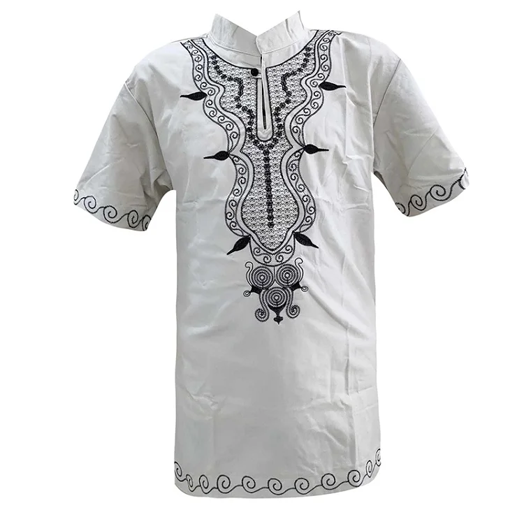 Мусульманская Мужская футболка с вышивкой, стильные короткие топы - Цвет: As picture