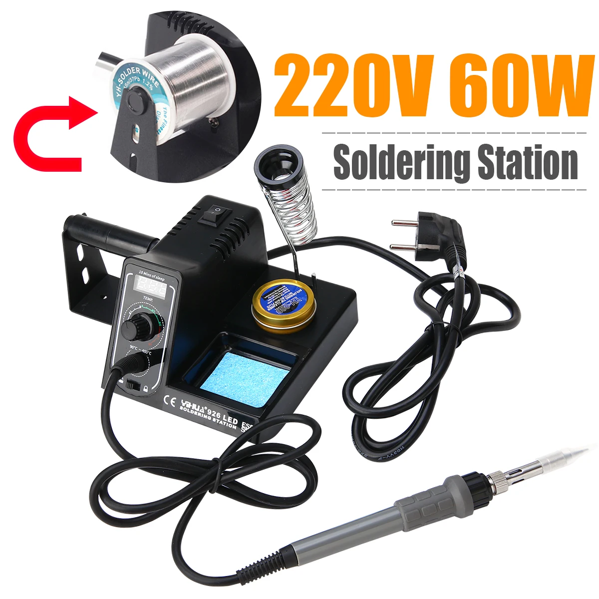 1 Set Adjustable Digital Soldering Welding Iron Station with Solder Wire Holder 220V 60W