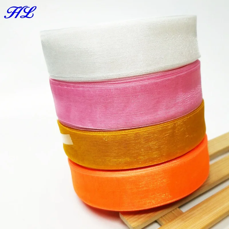 

4 rolls (200yards) double face transparent organza ribbon webbing for wedding party decoration crafts gift packing belt A154