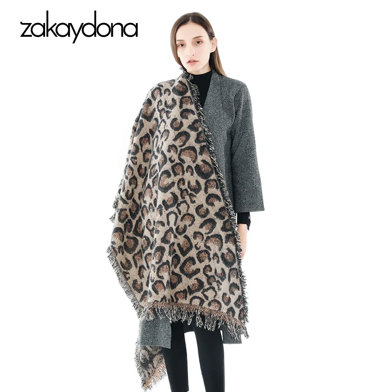 Zakaydona 2018 зимний шарф женский леопардовый длинный платок Мягкий теплый