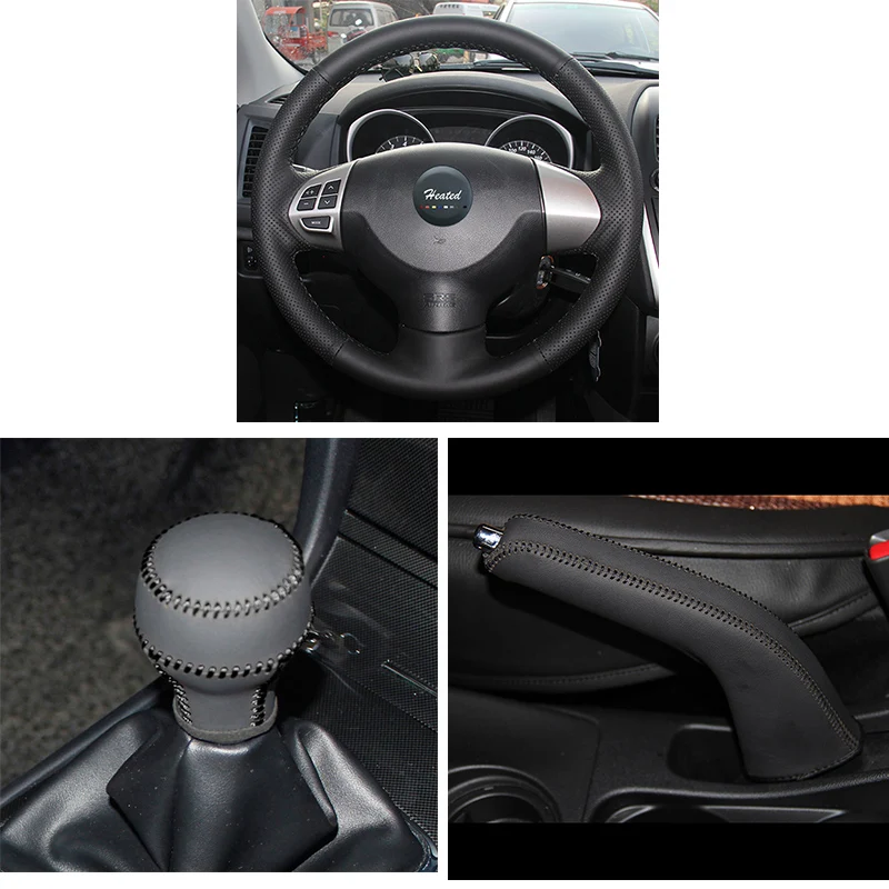braid on steering wheel ppc case handbrake cover for Mitsubishi Lancer EX Mitsubishi Outlander ASX Colt Pajero Sport 