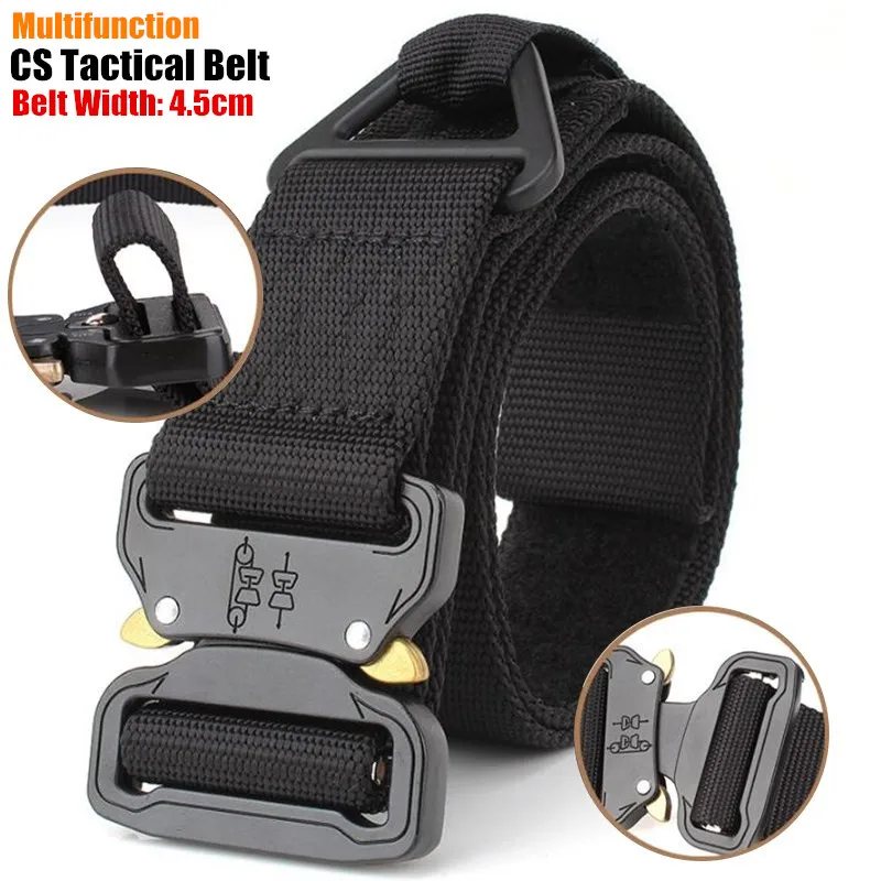 Quick Release 45mm Men CS Tactical Belts Nylon Military Belt+Buckle Adjustable Heavy Duty Training
