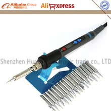 Подсветка ЖК Цифровой Регулируемый Электрический паяльник ESD Мини паяльная станция 220 в 90 Вт ЕС вилка+ 17/шт 900 м паяльный наконечник