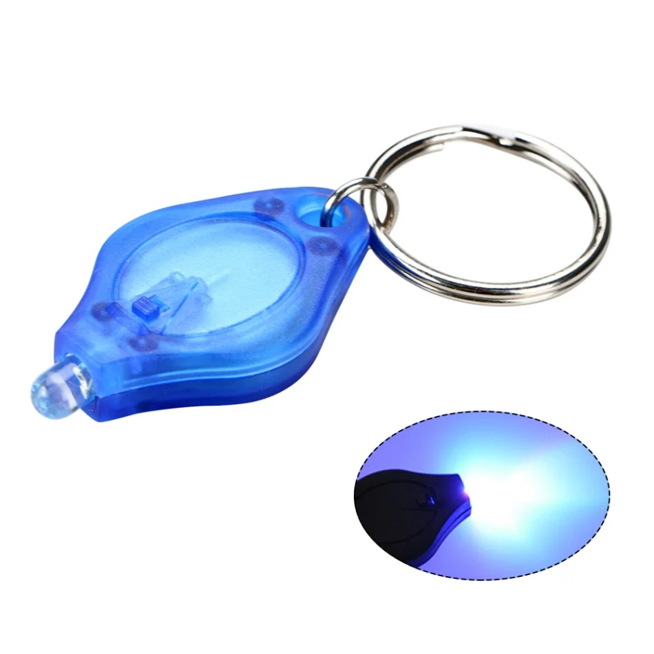 1 шт. Мини светодиодный светильник-брелок для ключей, ультра яркий светодиодный брелок, миниатюрный Портативный Ключ R-ing UV светильник фонарь с крюком для прогулок кемпинга - Цвет: Синий