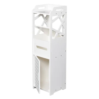 

US 3-tier Bathroom Storage Cabinet with 2 Doors White Dropshipping