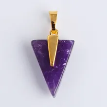 Простой стиль натуральные аметисты розовый кварцевый кристалл треугольник кулон в форме камня для женщин колье для девочек модные украшения
