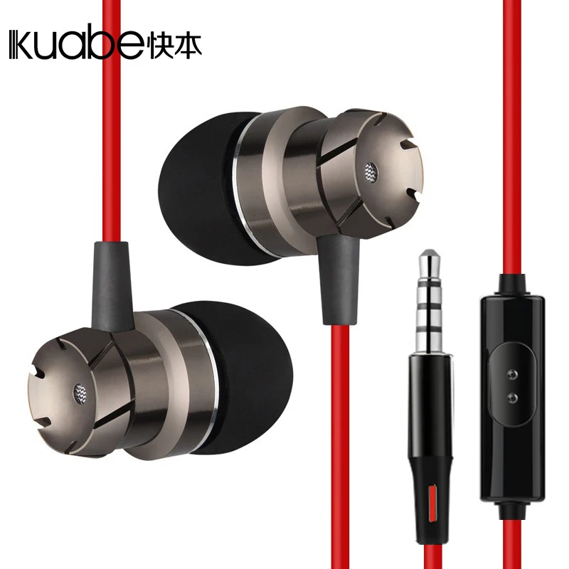 Kuabe оригинальный красный turbo наушники вкладыши бас стерео С микрофоном