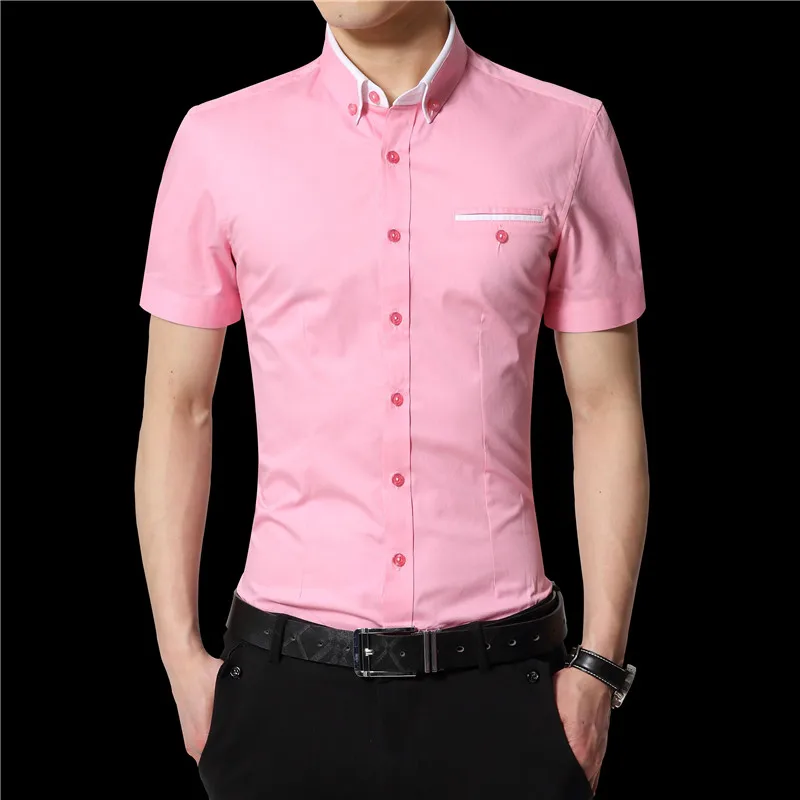 2019 الصيف الرجال قصيرة قمصان عارضة قمصان قمصان الصلبة قمصان جديد الأزياء 100% القطن الذكور قمصان شهم نمط YN10067