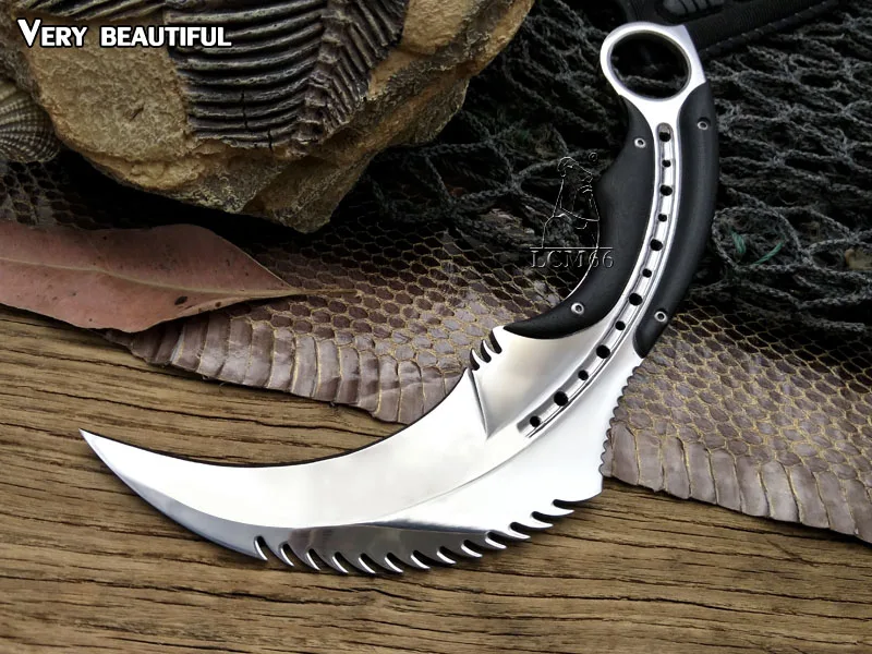 LCM66 karambit зеркальный светильник, нож-коготь скорпиона, нож для кемпинга, выживания в джунглях, битвы, охотничьи ножи с фиксированным лезвием, ножи для самозащиты - Цвет: Mirror light karamb