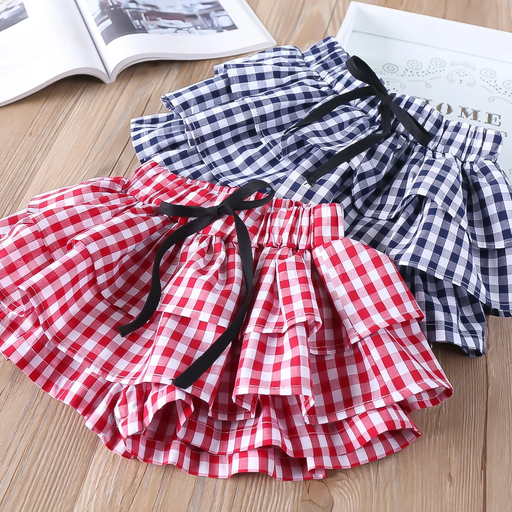 2018 Baby Girls Plaid ruffles shorts Kids Sweet baby Girls Clothes