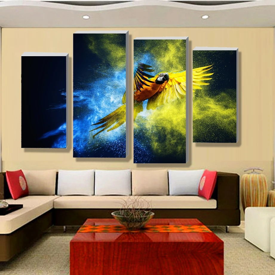 

4 Panel Sets Beautiful Waterfall Landscape Painting Flowers Modern Pictures On Canvas Artwork Print Customized Picture A-10-43