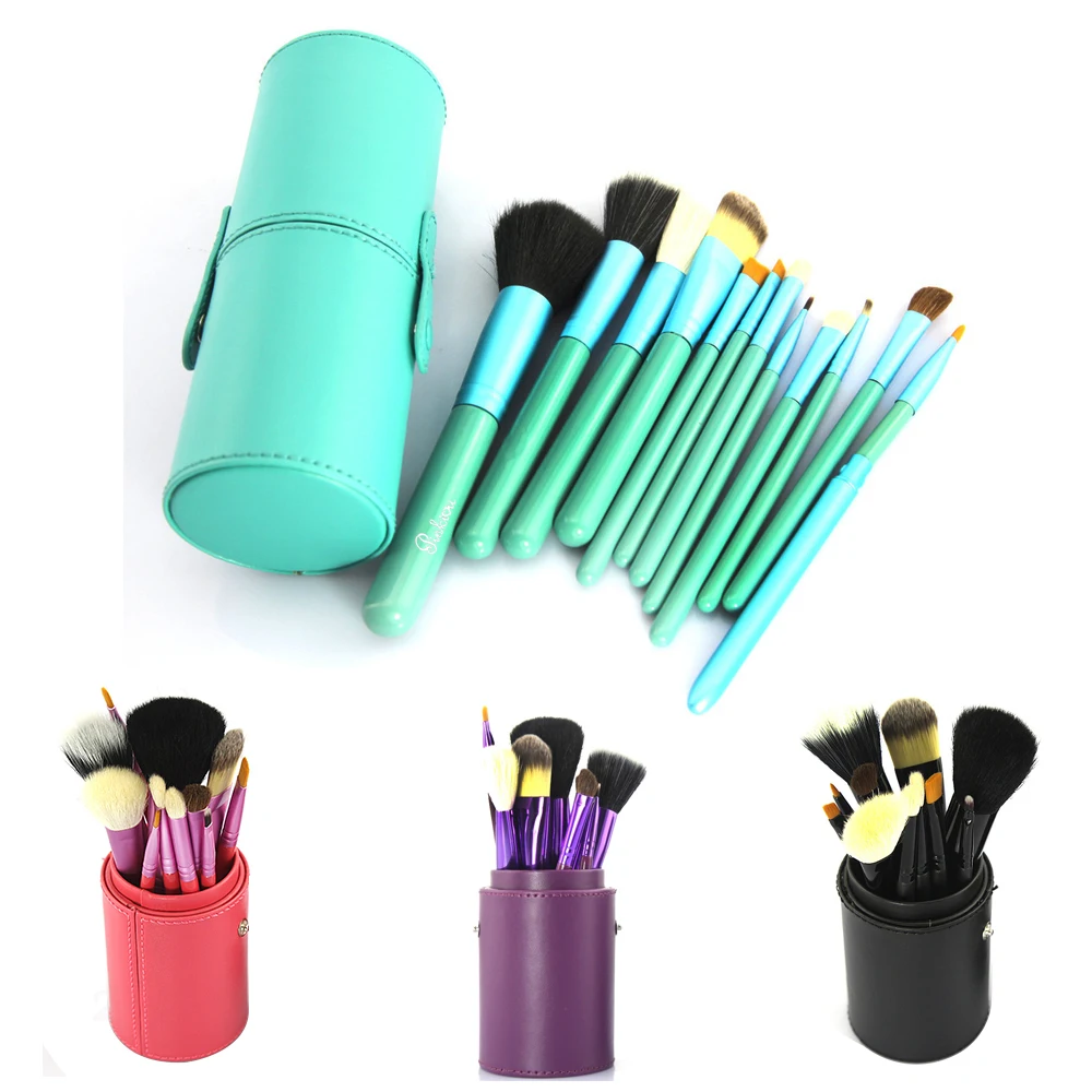 12 PCS Beauty Make Up Brushes purple,black,blue,pink Brushes Cosmetics