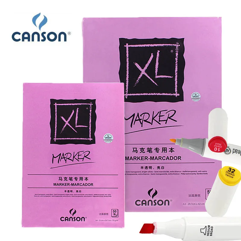 Ceny Canson XL Marker papierowa podkładka do rysowania szkicownik półprzezroczysty do długopisu ołówek Marker składany na białą gładką książkę 50 arkuszy A4