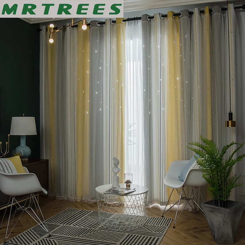 MRTREES затемненные занавески s для гостиной Звездные тюлевые спальни готовые