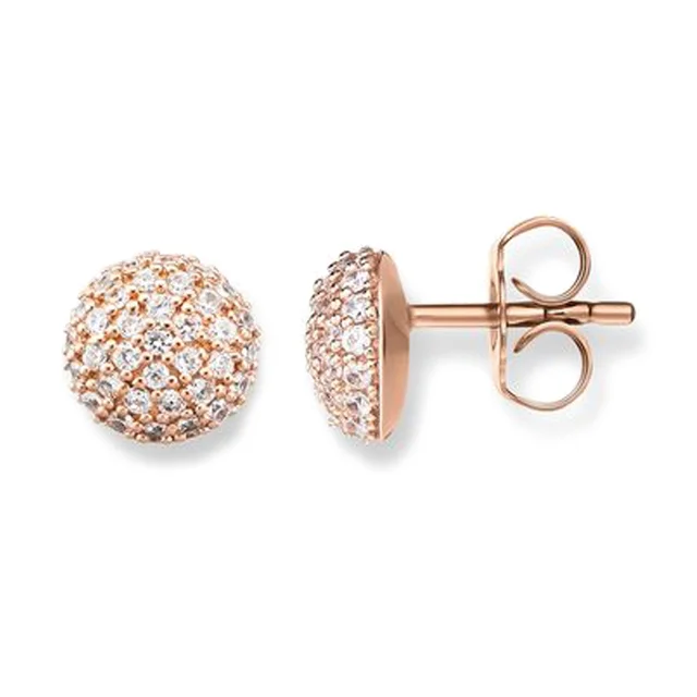 Rose Gold Color Disco Ball Ear Studs Earrings With White Zirconia Rose Gold Color Disco Ball Ear Studs Earrings With White Zirconia Pave Most Fashion
