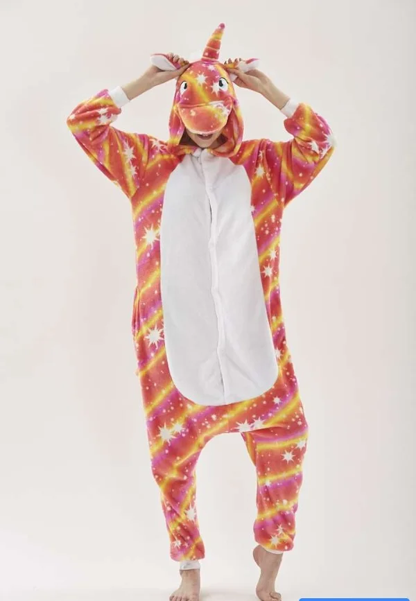 Winter Kigurumi Onesie Stitch color Unicorn Pikachu Anime Costumes Cosplay Cartoon Animal Sleepwear Warm Adult Men women Hooded