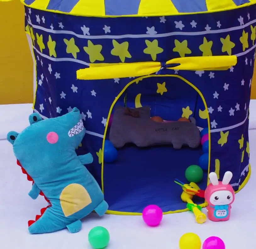 Cubby House Playhouse Kids Cartoon Castle Tent Dome Indoor Outdoor Play Toys Tents For Girl Boy Children Party Gift blue pink