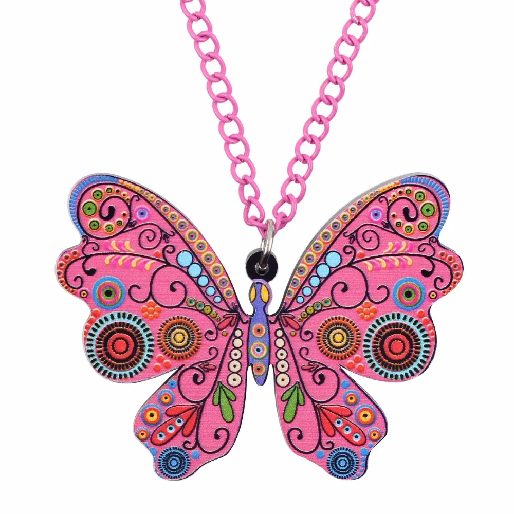 Bonsny, акриловое ожерелье-бабочка, насекомое, подвеска на цепочке, чокер в виде животного, уникальные модные украшения для женщин и девушек, аксессуаров
