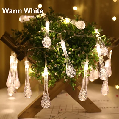 10 м 100LED капли воды струнные огни Водонепроницаемый Открытый Фея Рождественская гирлянда для Свадебная вечеринка в саду праздничное украшение - Испускаемый цвет: warm white