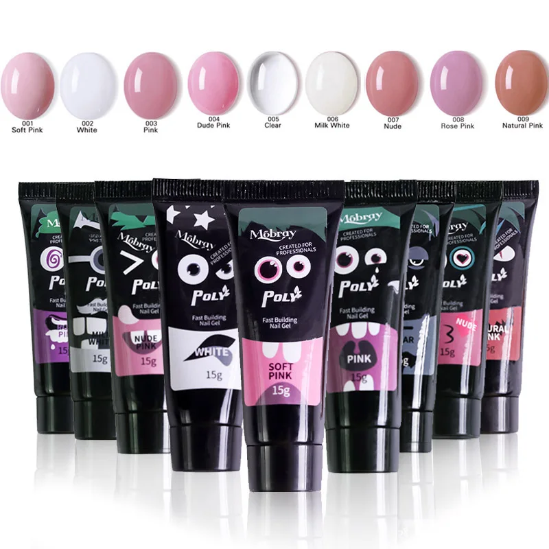 

9Colors/lot 15ML Poly Gel Professional Gel Varnish for Nail Extensions Poligel Nail Art Acrylic Gel Nails set Acryl Gel