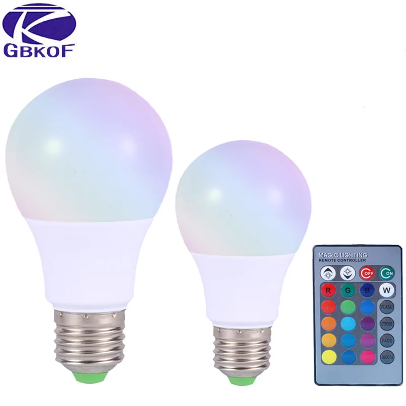 3 Вт, 5 Вт, 7 Вт, 10 Вт, RGB led лампа, светильник, E14, E27, пузырьковый шар, лампа, AC85-265V, волшебный праздник, bombilla, Светодиодный точечный светильник, лампа+ ИК-пульт дистанционного управления