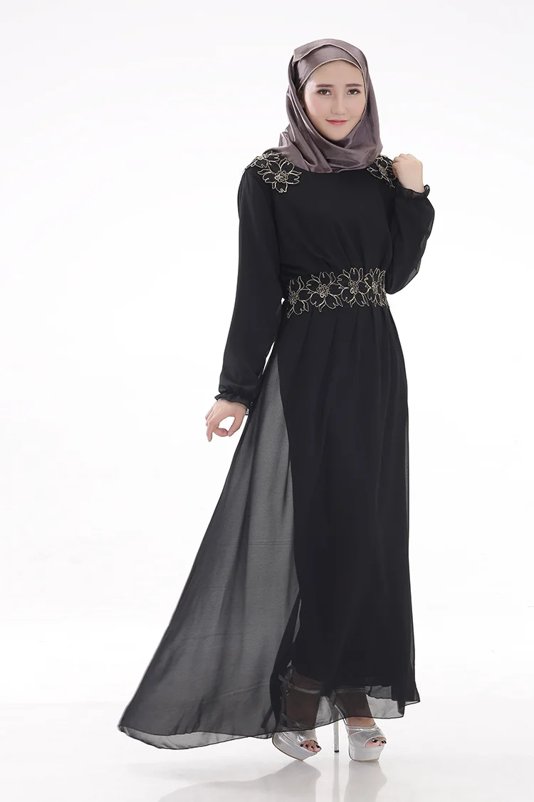 Мусульманское шифоновое длинное платье одежда женщин мусульманских стран Для женщин джилбаба Djellaba халат мусульманин турецкий Baju кимоно кафтан туника CN-090