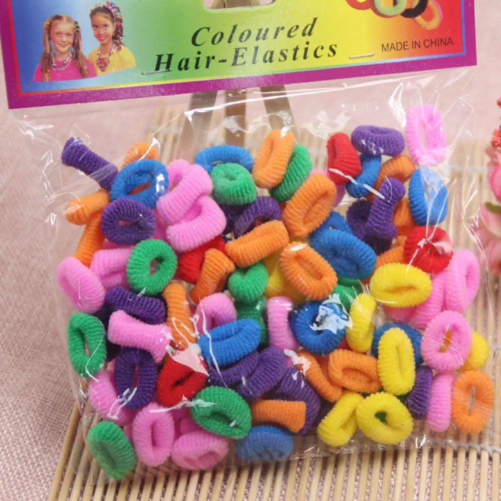 

100Pcs/pack Fashion Women Girls Elastic Rope Ring Different Color Hairband Christmas Party Solid Ponytail Holder Hair Rope
