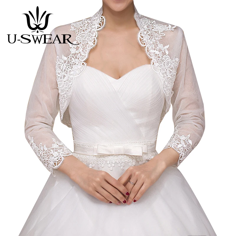 

U-SWEAR 2018 New In Women Wedding Jackets Soft Lace Elegant Long Sleeve Bolero Wedding Accessories Female Bridal Wraps Shawls