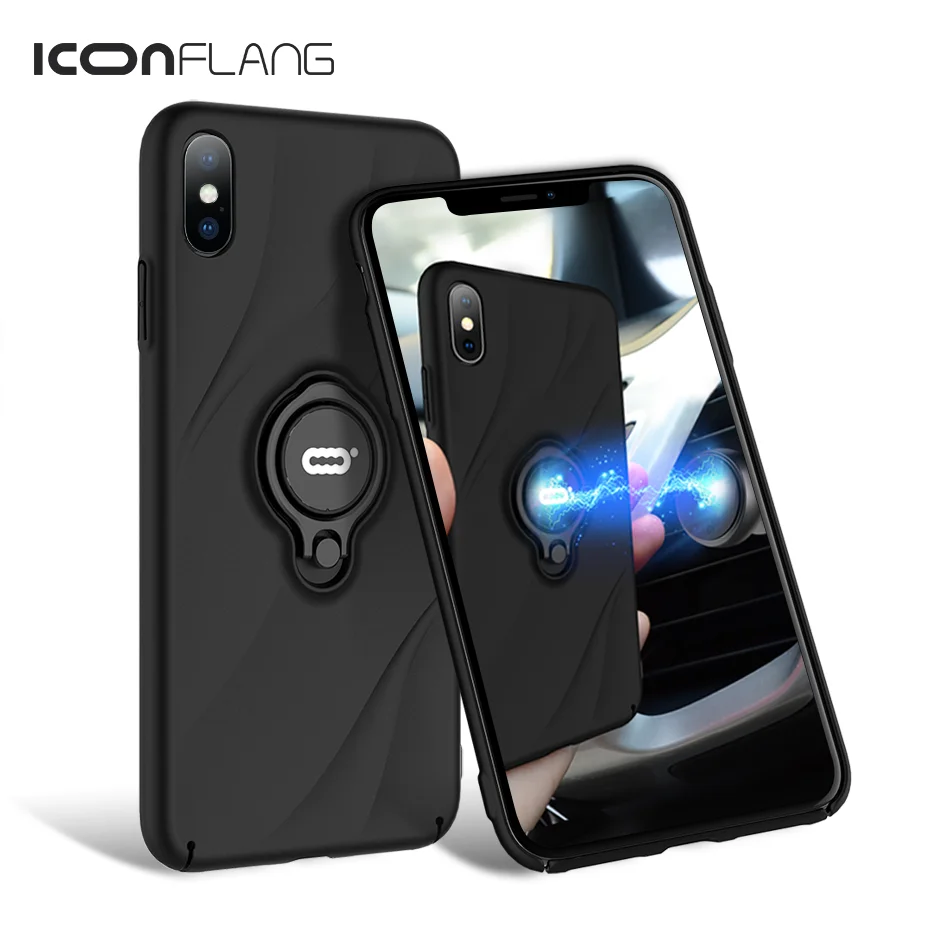 Luxury Glossy Case For Apple iphone XS XR MAX Cover X 10 XSMAX Fashion Magnetic Ring Holder Hard Red Pink Cases |