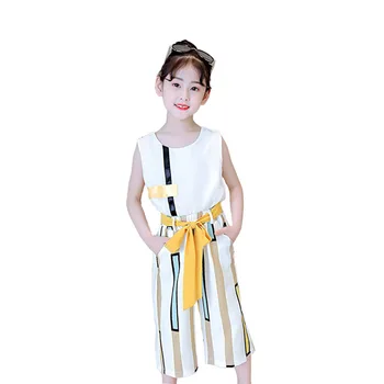 

Summer Baby Girls Clothing Sets Striped Sleeveless Tops + Bandage Shorts Children Two Piece Sets Children Girls Clothes Suit