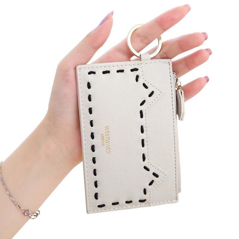 

Designer Fashion Cute Coins Purses Short Wallets with Keyring Mini Money Bag Ladies Zipper Cards Holders Slots Feminina Carteira