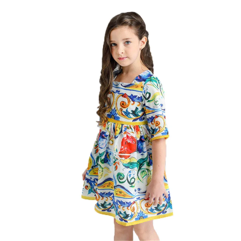 Осень-весна платье для маленькой девочки на 2 до 11 лет Детская одежда Платье для принцессы Повседневная детская одежда праздничное платье для девочек