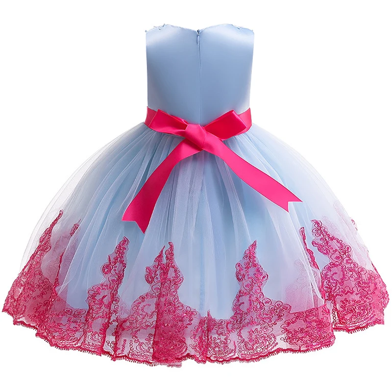 Платье для девочек на день рождения, для танцев, с изображением единорога; платье принцессы с цветочным узором для девочек; платье с вышивкой и бантом на пуговицах; стиль; vestidos