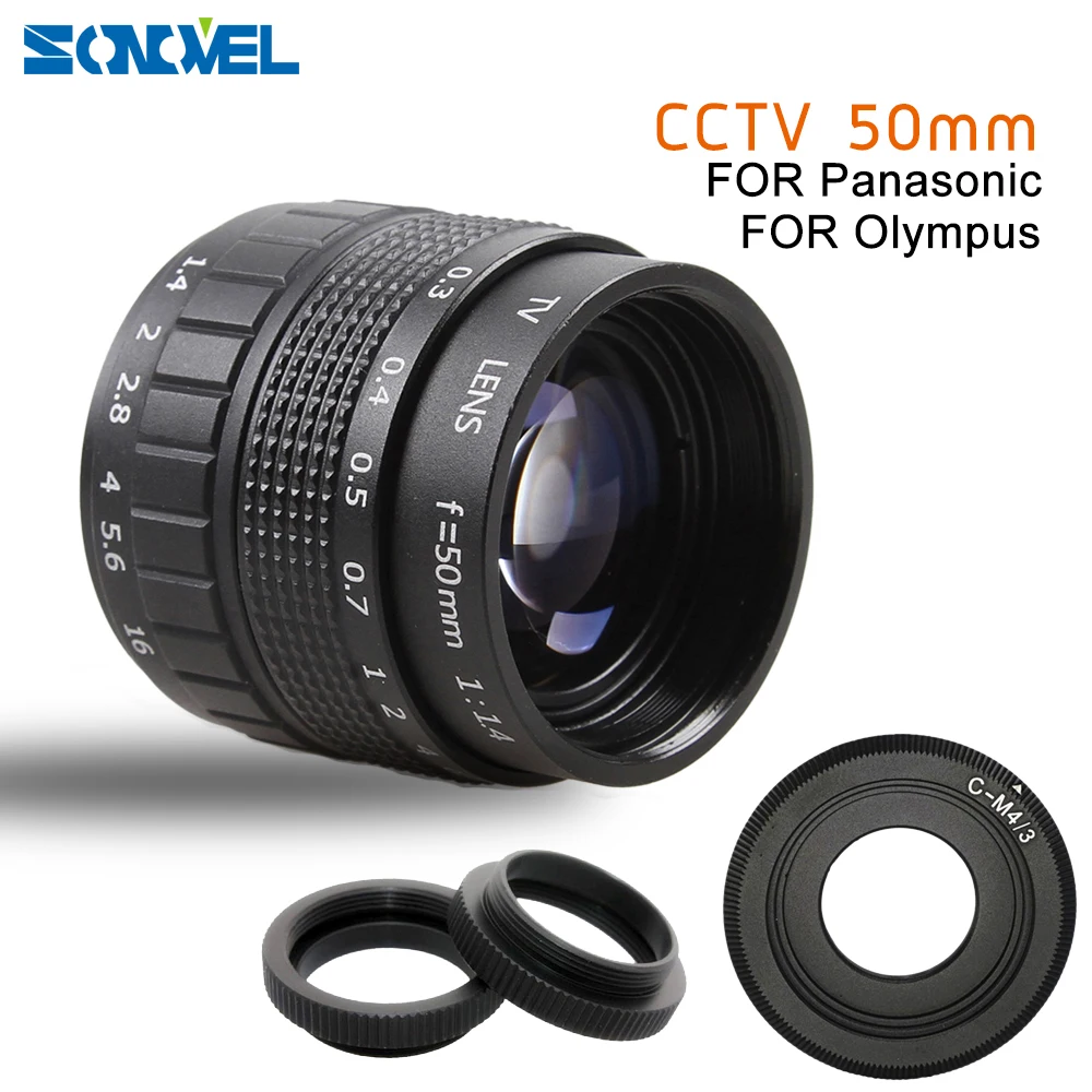 Объектив 50 мм F1.4 CCTV TV + Крепление C макрокольцо для Panasonic Micro 4/3 m4/3 G7 G6 G5 G10 G3 GX7 GM5 GH3 GH2