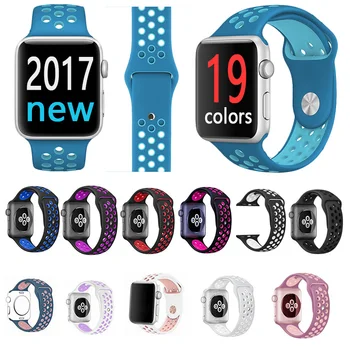 

Silicon Sports Band Colorful wrist Strap for Apple Watch 44mm 42mm 40mm 38mm Black/Volt Bracelet iwatch series 5 4 3 watchbands