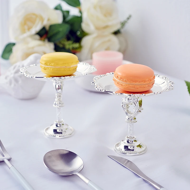 2 قطعة/الوحدة الأوروبية الراقية معكرون الفضة لوحة الزفاف حلويات الجدول عيد ميلاد حزب الديكور