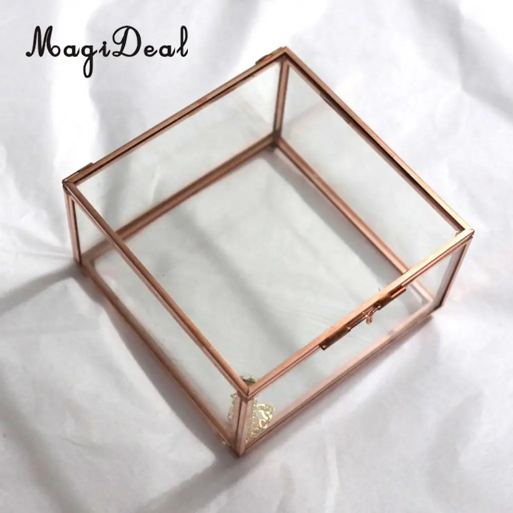 Modern Glass Metal Cuboid Geometric Terrarium Succulent Plants Planter Container Jewelry Holder Gift Favor Copper