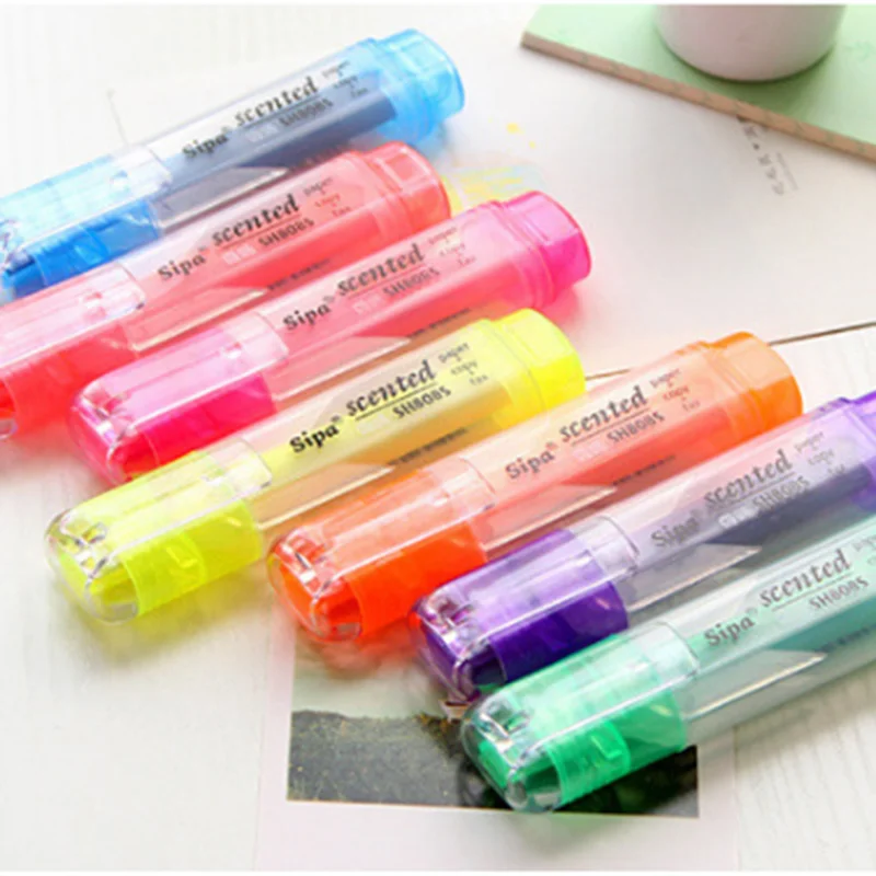 

Kawaii Korean 7 Color Water Marker Pens Candy Colorful Fluorescent Highlighter Pen for Drawing Office Stationery School Supplies