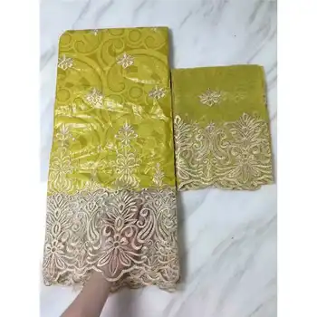 

2019 Unique Design Bazin Riche Brode Lace Fabric With Net Blouse Gold Beaded Embroidered Guipure Wedding Beads Laces Material