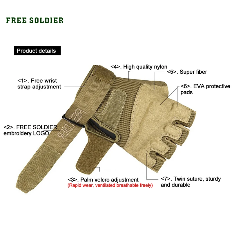 FREE SOLDIER Перчатки “Адская буря”,Защитный тактический стиль износостойкие противоскользящие гловелетты для велосипеда и подъема на гору Локальная