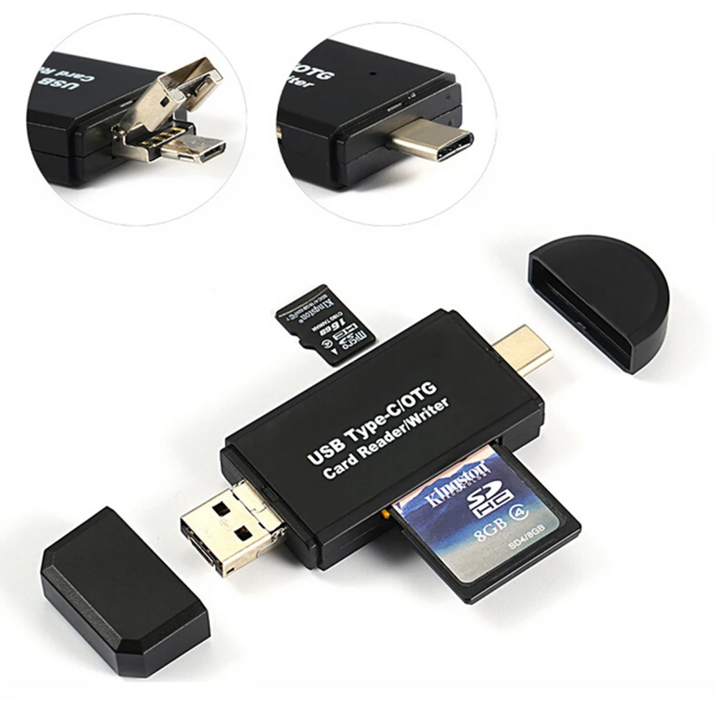 3 In 1 Micro USB 2.0/Micro USB/OTG TF SD MMC Card Reader For OTG Phone For Mac Micro USB OTG Card Reader With USB 2.0 Connector