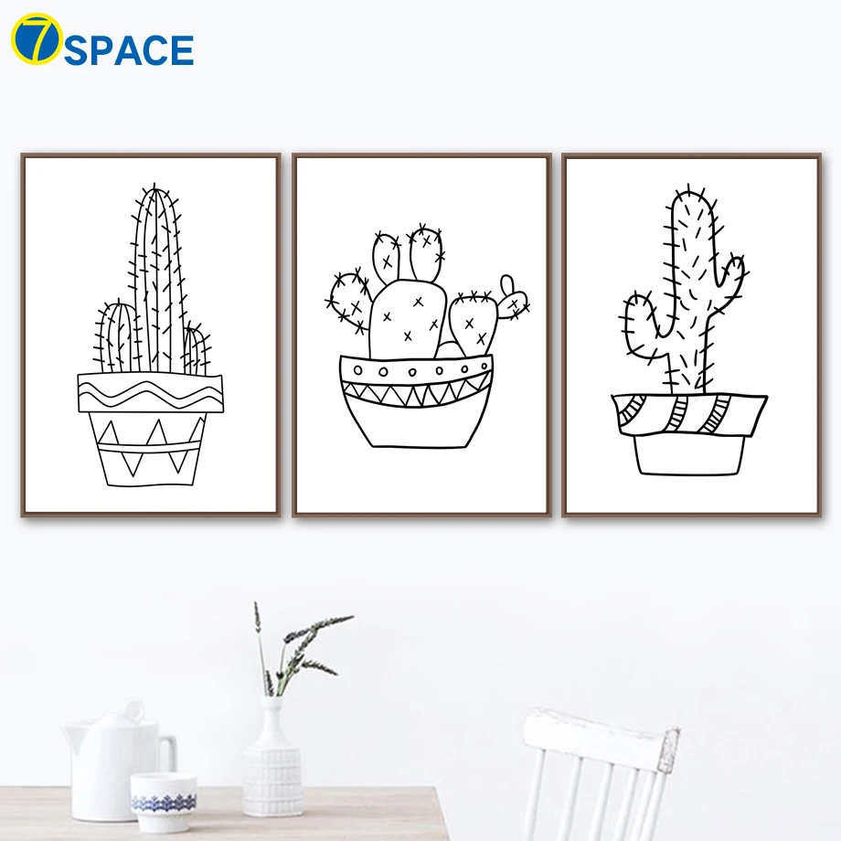 Kartun Kaktus Poster Dan Cetakan Dinding Seni Lukisan Kanvas Nordic