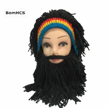 BomHCS Новинка, ямайский парик, шапка с бородой, маска,, ручная работа, вязаная шапочка, шапка, подарок на день рождения для развлечения