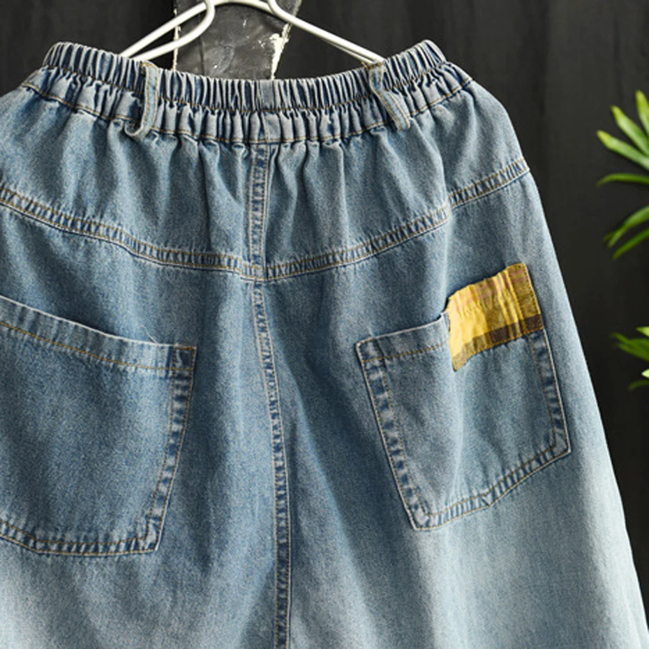 Женские джинсовые штаны джинсы с кроем для женщин брюки свободные большие рваные лоскутные модные повседневные милые на весну лето 60101