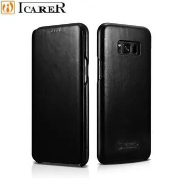 

iCarer Luxury Genuine Leather Curved Edge Vintage Back Case For Samsung Galaxy S8 S8 Plus Case Cover For Samsung S8 Phone Cases