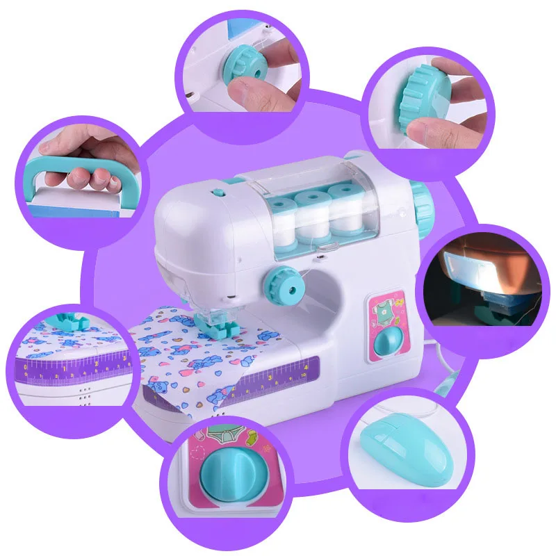 Детские DIY со светодиодом притворяться играть электрическая швейная машина