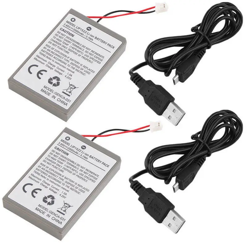 

2X Rechargeable Battery for PS4 Controller 2000mAh Replacement & Charging Cable